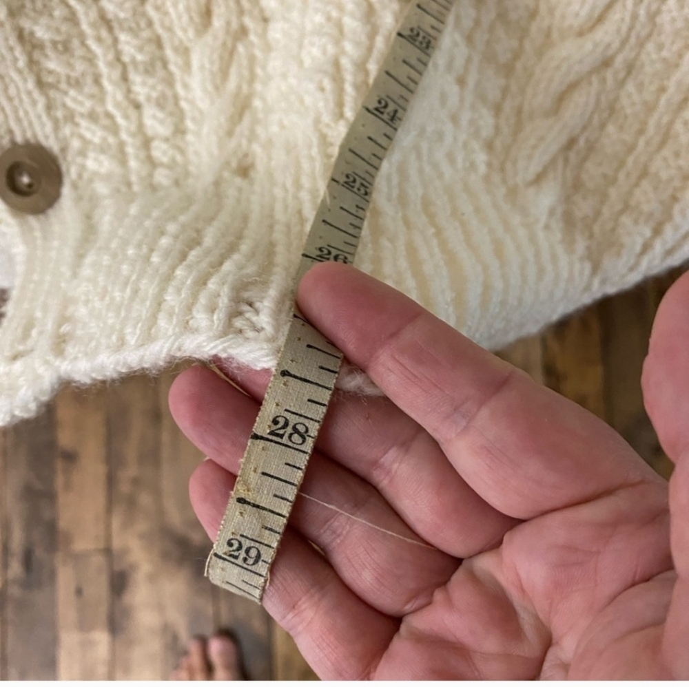 Chunky Hand Knit Wool Cardigan Cream - Picture 7 of 9